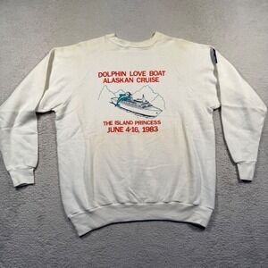 Vintage 1983 Miami Dolphin Love Boat Alaskan‎ Cruise Sweatshirt XL White NFL